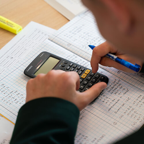 Student using calculator