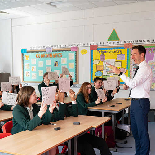 Teacher presenting a class to students